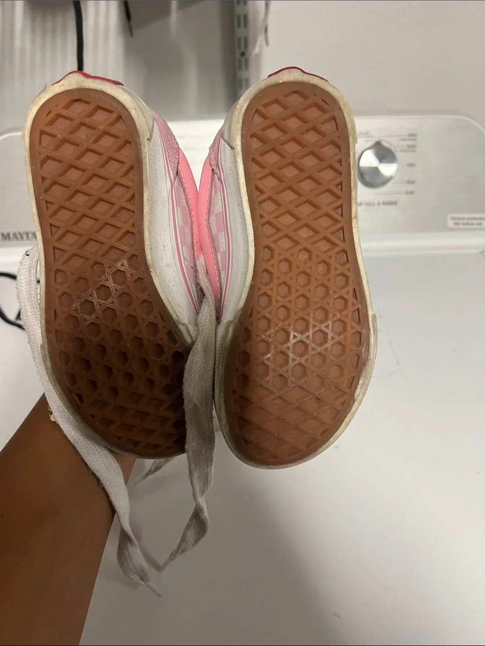 Vans Kids Pink and White High-Top Sneakers